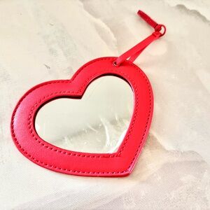 Steve Madden Fuchsia/Red Heart-Shaped Mirror Bag Charm, Keychain